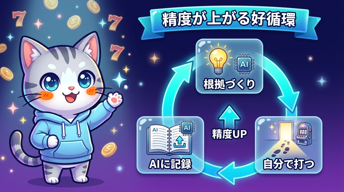 根拠づくり→自分で打つ→AIに記録→精度UPの好循環